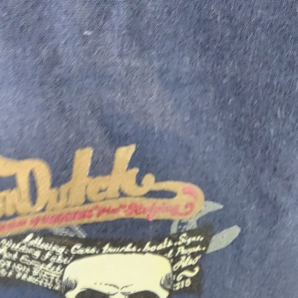 Vintage Y2K Von Dutch Mechanic Button Front Shirt Blue Skull Graphic Size XXL - Picture 12 of 16